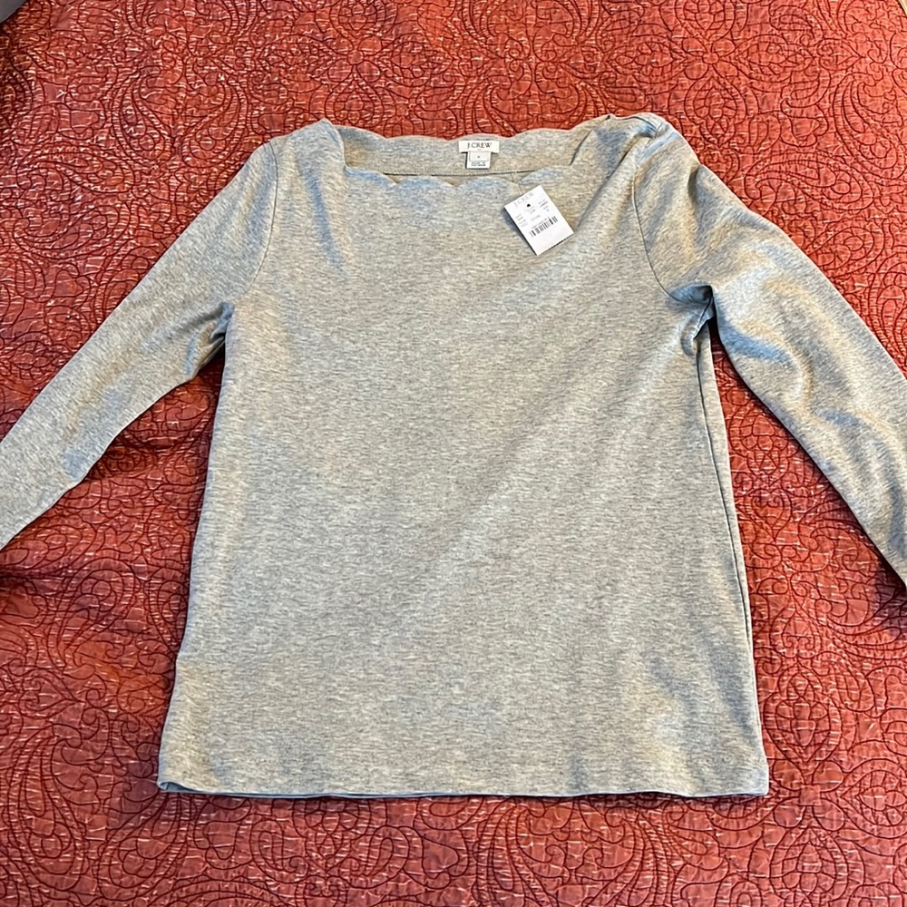 Womens scallop neck 3/4 sleeve shirt JCrew